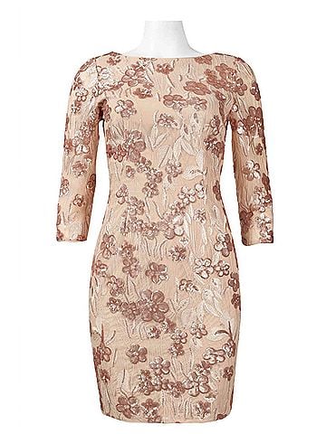 Aidan Mattox Embroidered Sequin Dress in Champagne (view 1)