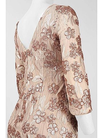 Aidan Mattox Embroidered Sequin Dress in Champagne (view 2)