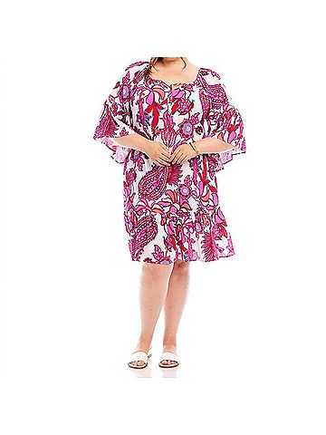 Karen Kane Ruffle Hem Dress in Pink (view 2)