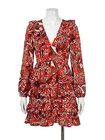 TCEC Tilly V-Neck Mini Dress in Red (view 1)