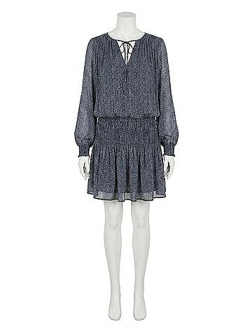 Velvet by Graham & Spencer Gelila Printed Viscose Smocked Dress in Navy (view 1)
