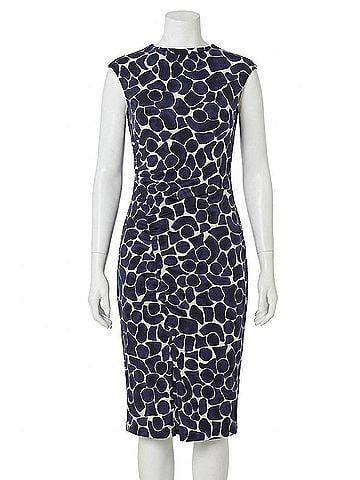 Nic + Zoe Geo Pebble Side Ruche Dress in Indigo Multi (view 1)