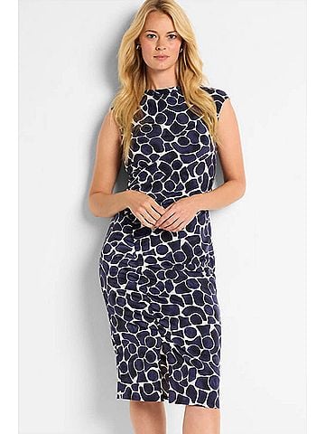 Nic + Zoe Geo Pebble Side Ruche Dress in Indigo Multi (view 2)