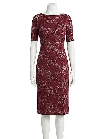 Maggy London Jacquard Style Print Sheath Dress in Wine White (view 1)