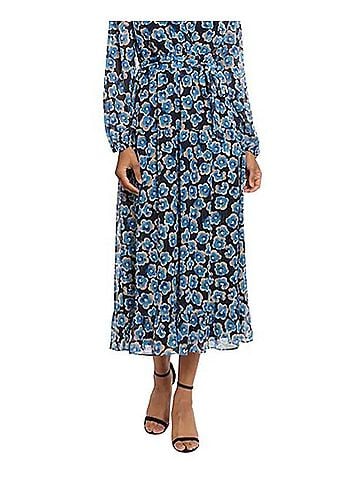Maggy London Long Sleeve Faux Wrap Midi Dress in Deep Navy (view 2)