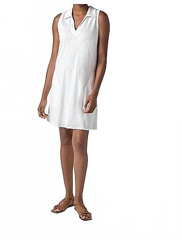 Lilla P Sleeveless Collared Dress in White (view 2)