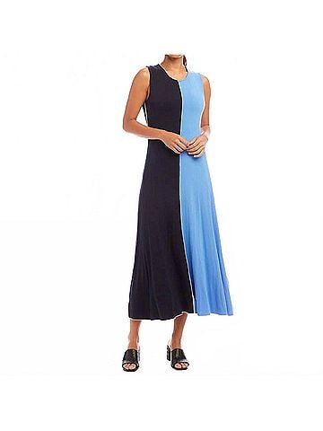 Karen Kane Colorblock Midi Dress in Navy And Blue (view 2)