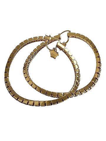Versace Versace Women's Hoop Earrings, Large, Greca Medusa Design, Gold (view 2)
