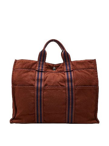 Hermès Hermes Fleutou MM Tote Bag, Brown Canvas, Women's HERMES (view 1)