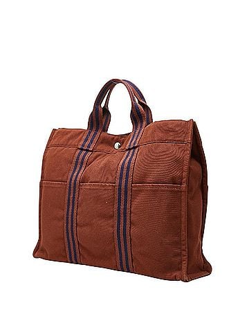 Hermès Hermes Fleutou MM Tote Bag, Brown Canvas, Women's HERMES (view 2)
