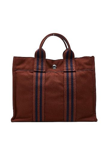 Hermès Hermes Fourre-Tout PM Tote Bag, Brown Canvas, Women's HERMES (view 1)