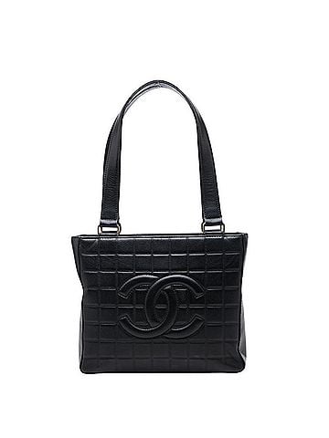 Chanel Chanel Coco Mark Chocolate Bar Tote Bag Shoulder Black Lambskin Women's CHANEL (view 1)