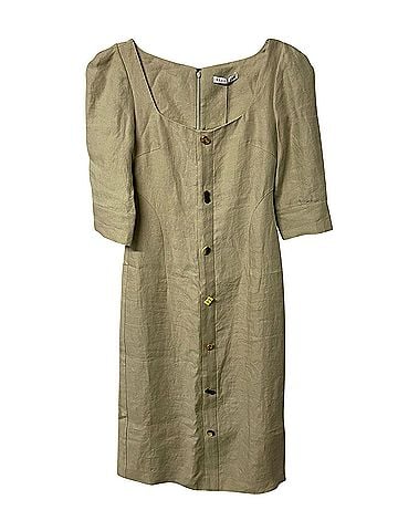 Rejina Pyo Rejina Pyo Leonie Midi Dress in Khaki Linen (view 2)