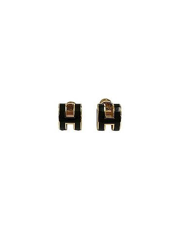 Hermès HERMES Pop H Earrings, GP (Gold and Black), 95308 (view 1)