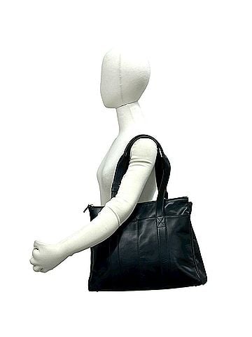 Yves Saint Laurent YVES SAINT LAURENT Yves Saint Laurent Logo Engraved Hardware Leather Tote Bag Semi Shoulder Black 09394 (view 2)