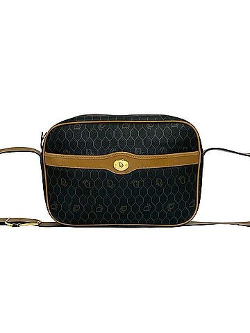 Christian Dior Christian Dior Vintage Honeycomb Pattern Logo Hardware Leather Mini Shoulder Bag Gray Brown 66782 (view 1)