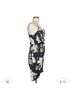 Trac Floral Black White Orange Cocktail Dress Size M - photo 4