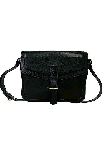 Yves Saint Laurent YVES SAINT LAURENT Vintage YSL Logo Leather Semi-Shoulder Bag, Black 05788 (view 1)