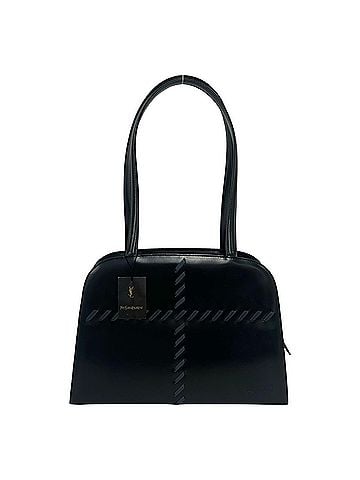 Yves Saint Laurent YVES SAINT LAURENT Logo Stitch Leather Handbag Semi-Shoulder Bag Black 17395 (view 1)