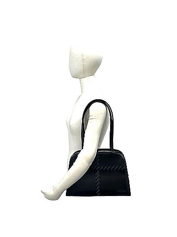 Yves Saint Laurent YVES SAINT LAURENT Logo Stitch Leather Handbag Semi-Shoulder Bag Black 17395 (view 2)