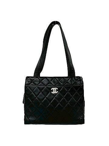 Chanel CHANEL Matelassé Coco Mark Lambskin Semi-Shoulder Bag Tote Black 40472 (view 1)