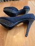 Nine West 100% Suede Black Gold Heels Size 10 - photo 3