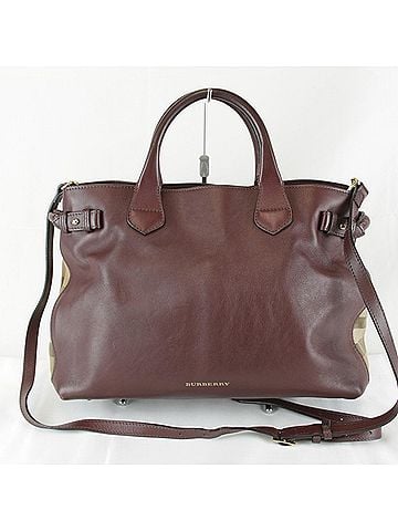 Burberry BURBERRY Burberry Tote Bag Leather/Canvas Brown Women's (view 1)