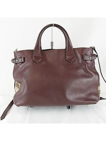Burberry BURBERRY Burberry Tote Bag Leather/Canvas Brown Women's (view 2)