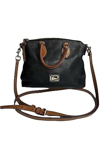 Dooney & Bourke Dillen Pebbled Black &amp; Brown Leather Crossbody Bag (view 1)