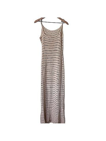 PrettyLittleThing Stone Crochet Maxi Dress Casual Dress (view 2)