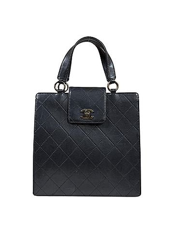Chanel Chanel Matelassé Coco Mark Handbag, Leather, Black, Women's CHANEL (view 1)