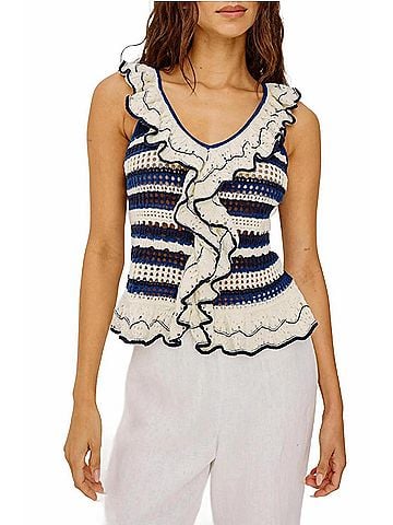 Rails Luci Top With Ruffle in Crete Stripe (view 2)