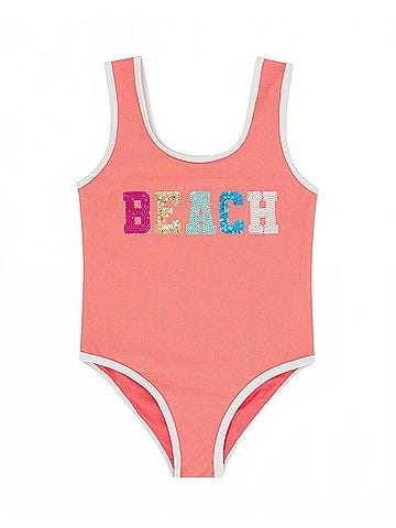 Feather 4 Arrow Girl's Wave Break One-Piece Swimsuit in Beach (view 1)