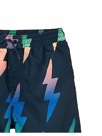 Tea Collection Boy's Rainbow Lightning Bolt Mid-Length Swim Trunk in Navy (view 2)