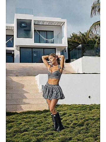 Bananhot Micaela Mini Skirt in Black &amp; White Gingham (view 2)
