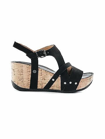 BUSSOLA Women's Finola Wedge Sandals in Nero (view 1)