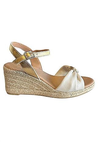 Eric Michael Women's Bailey Espadrille Wedge in Gold/ Nude Metallic (view 1)