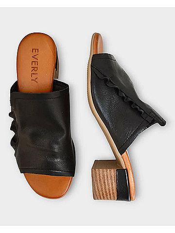 Everly Women's Gia Heeled Slide in Black (view 2)