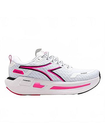Diadora Women's Cellula 2 Running Shoes in White/Black/Pink Fluorescent (view 1)