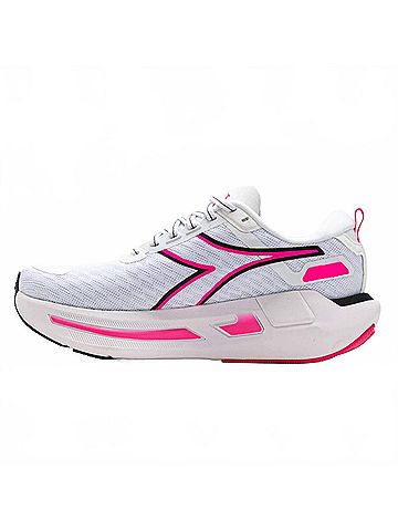 Diadora Women's Cellula 2 Running Shoes in White/Black/Pink Fluorescent (view 2)
