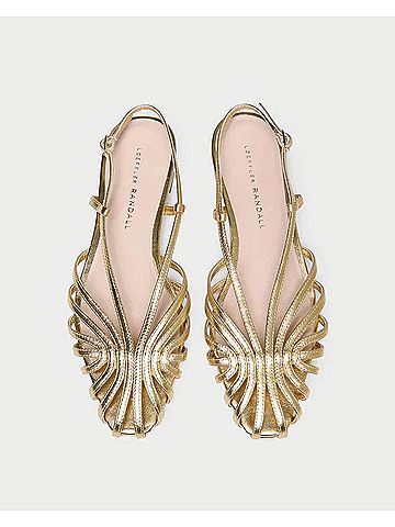 Loeffler Randall Women's Devon Lattice Slingback Sandals in Gold (view 2)