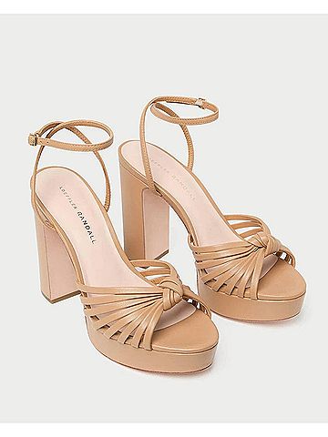 Loeffler Randall Women's Rivka Leather Knot Platform Sandals in Dune (view 2)