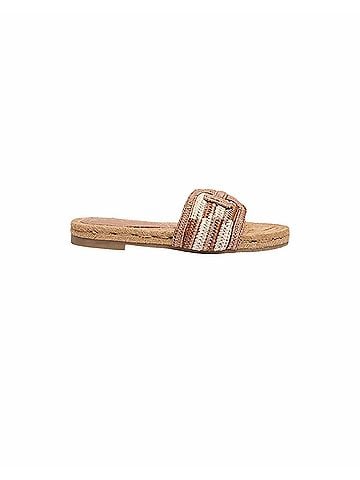 Sam Edelman Women's Miya Slide Sandals in Brown Multi Faux Raffia (view 1)