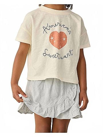 Rylee + Cru Girl's Boxy Tee in Americas Sweetheart (view 2)
