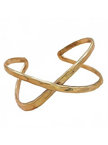 Zad Women's Hammered Crisscross Cuff Bracelet in Gold (view 2)