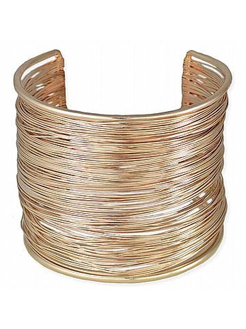 Zad Women's Wide Wire Cuff Bracelet in Gold (view 1)