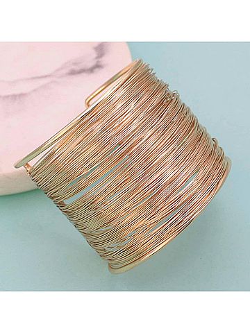 Zad Women's Wide Wire Cuff Bracelet in Gold (view 2)