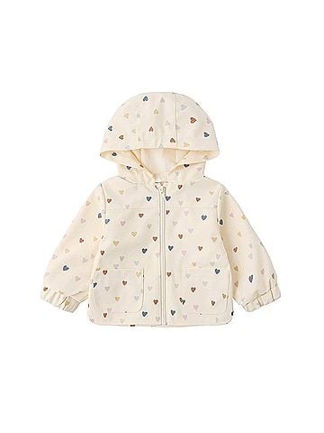 QUINCY MAE Girl's Print Polyester Rain Coat in Confetti Hearts (view 1)