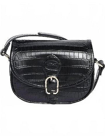 Longchamp 1980 Croc Embossed Small Crossbody Bag in Black (view 1)