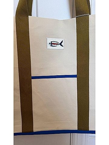 FRNCH Women's Lyra Tote Bag in Cream Navy (view 2)